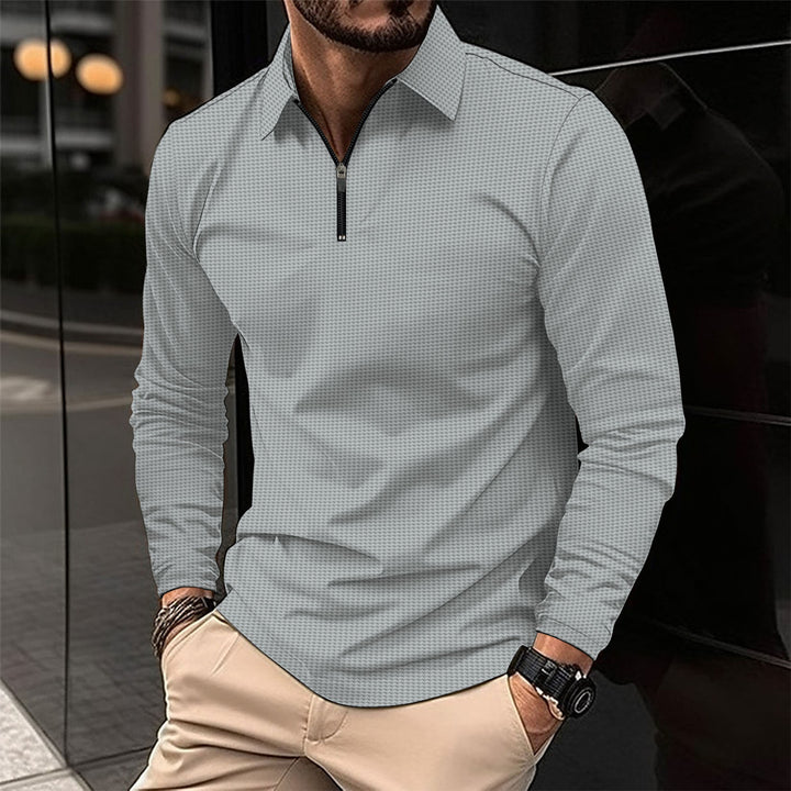Herren Langarmshirt mit modernem Reißverschluss und strukturiertem Design Echoarchiv