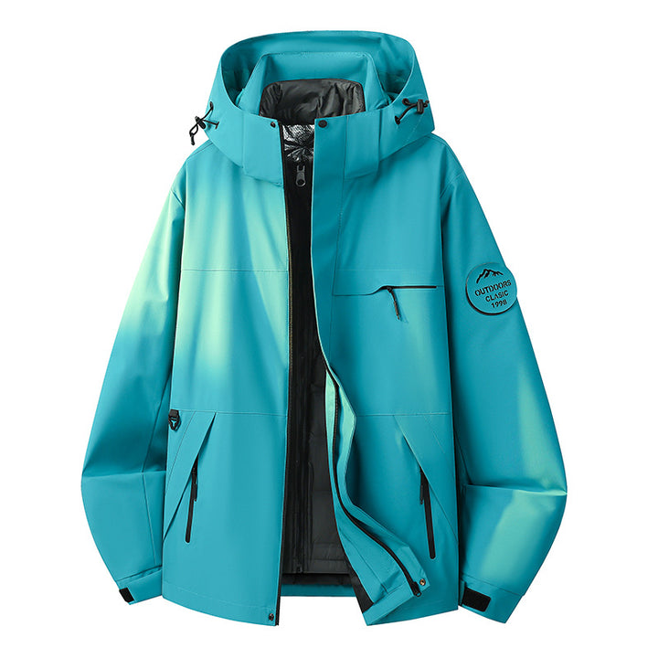 Herren Wetterfeste dreilagige Hardshelljacke mit verstellbarer Kapuze, verschweißten Nähten & Multifunktionstaschen Echoarchiv