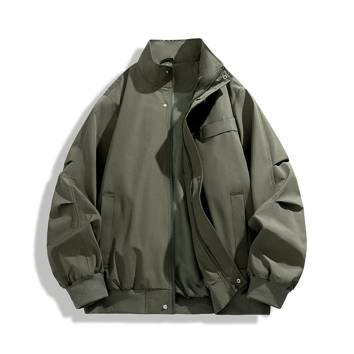 [Herren Oversize Utility Bomberjacke mit hohem Kragen und Rippbündchen Echoarchiv]