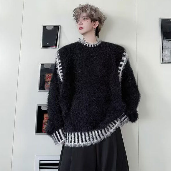 Herren Bequemer Grobstrickpullover mit Rundhalsausschnitt Echoarchiv