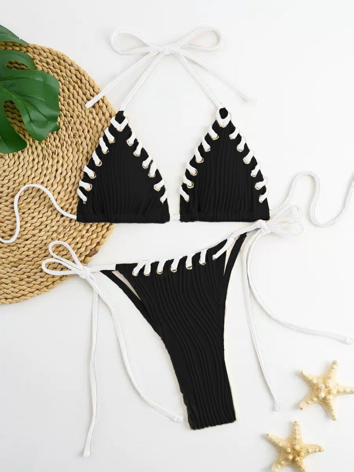 Damen Triangel-Bikini mit raffinierten Schnürdetails und moderner Rippstruktur Echo Archiv