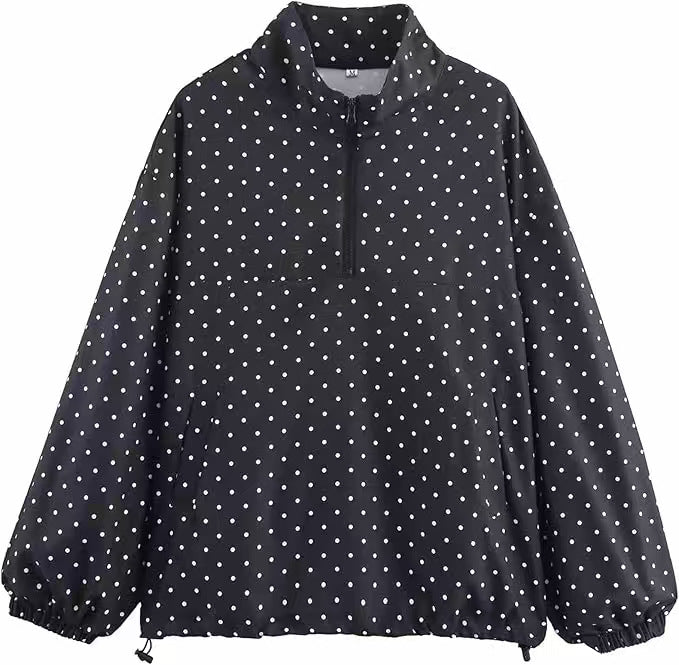 Damen Oversize Regenanorak mit Halbzip, Kängurutasche und Tunnelzugsaum Echo Archiv
