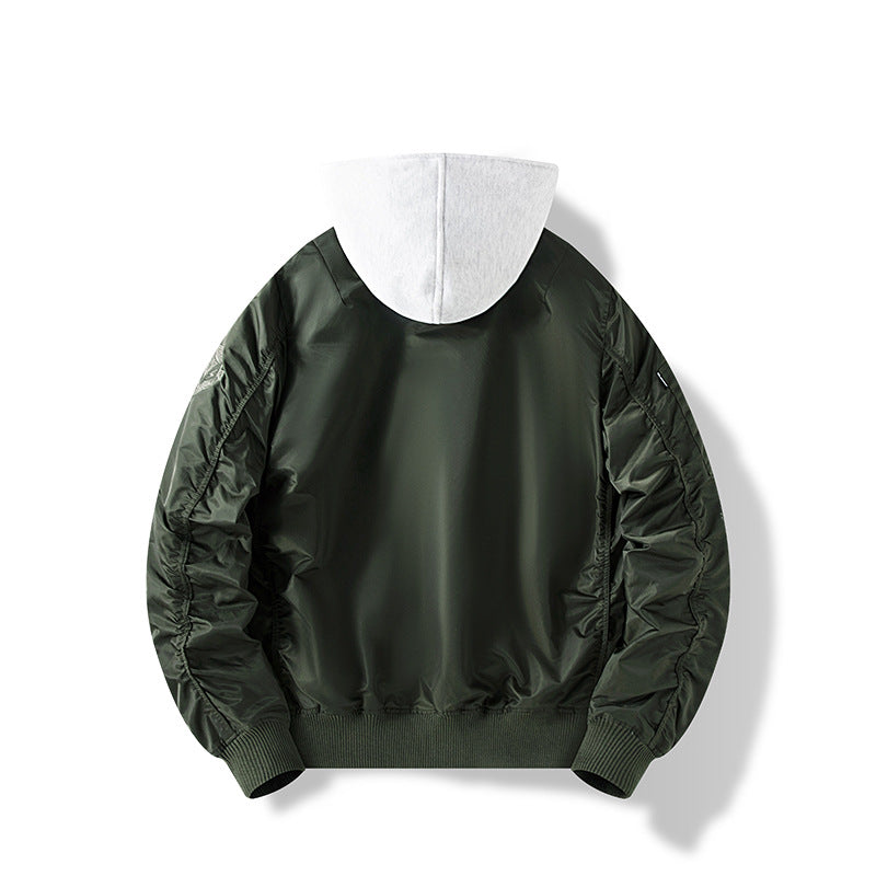 Herren Nylon‑Bomberjacke mit integrierter Sweatkapuze und Ärmel‑Utility‑Tasche Echo Archiv