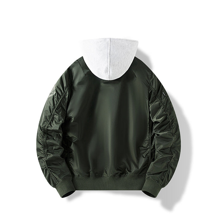 Herren Nylon‑Bomberjacke mit integrierter Sweatkapuze und Ärmel‑Utility‑Tasche Echo Archiv