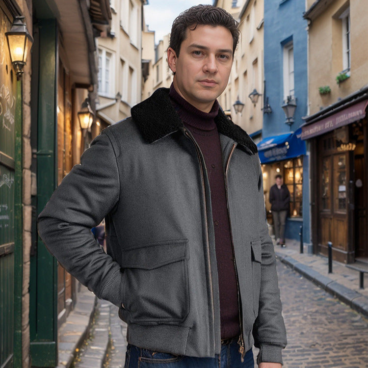 Herren warme Fleecejacke mit Stehkragen und praktischen Taschen Echoarchiv