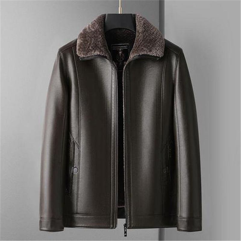 Herren Schaffellgefütterte Echtlederjacke mit Thermofutter und Stehkragen Echoarchiv