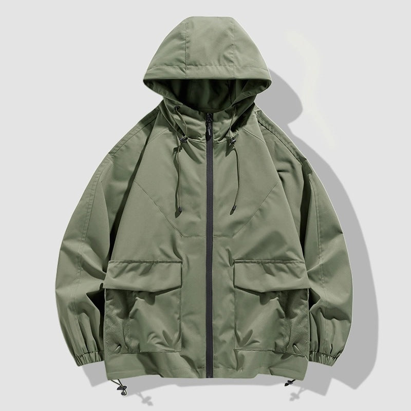 Herren Oversize Utility-Softshelljacke mit Kapuze, aufgesetzten Taschen & verstellbarem Saum Echo Archiv