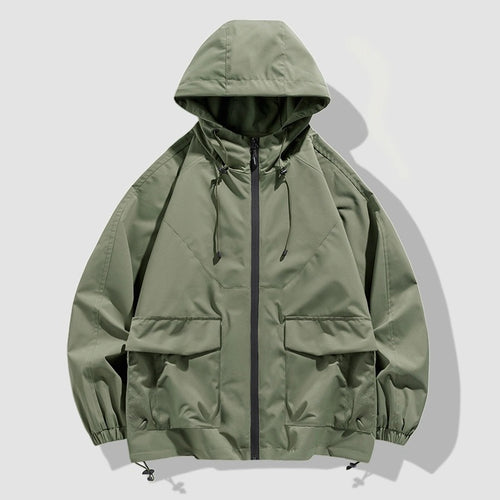 Herren Oversize Utility-Softshelljacke mit Kapuze, aufgesetzten Taschen & verstellbarem Saum Echo Archiv
