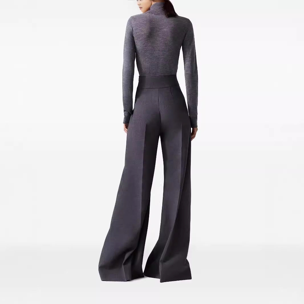 Damen High‑Waist ultraweite Palazzo‑Hose mit Bügelfalte und Bodensaum Echoarchiv