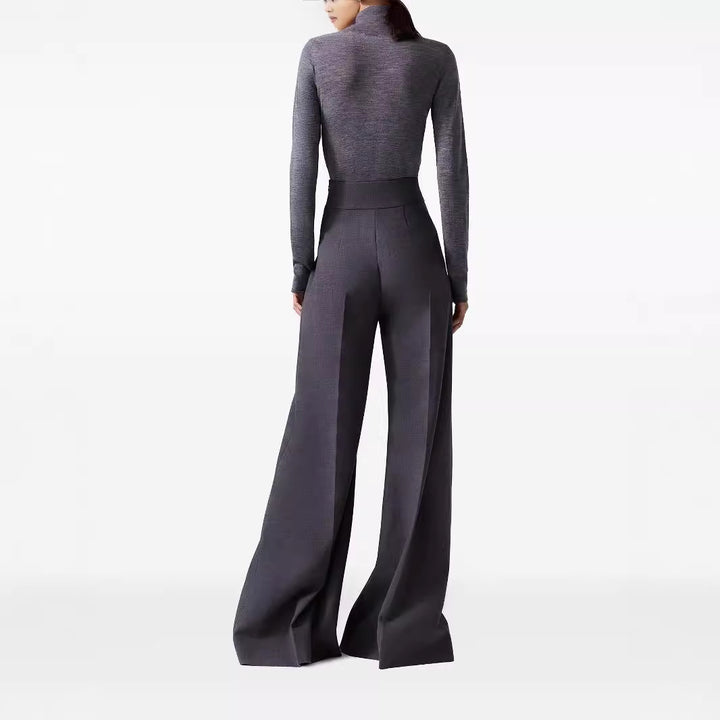 Damen High‑Waist ultraweite Palazzo‑Hose mit Bügelfalte und Bodensaum Echoarchiv