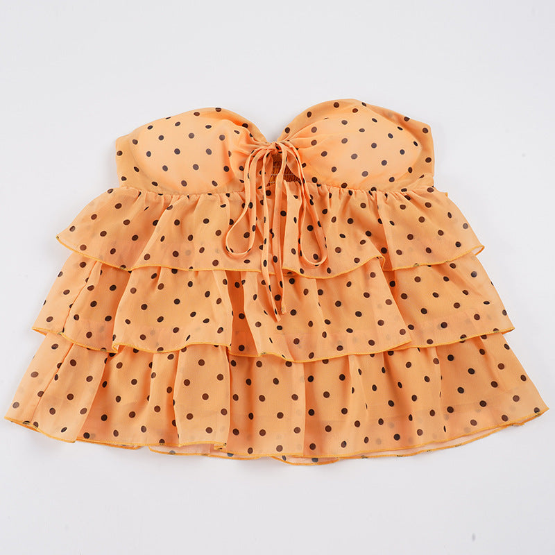 Damen freches Rüschenshirt mit Polka-Dot-Muster Echo Archiv