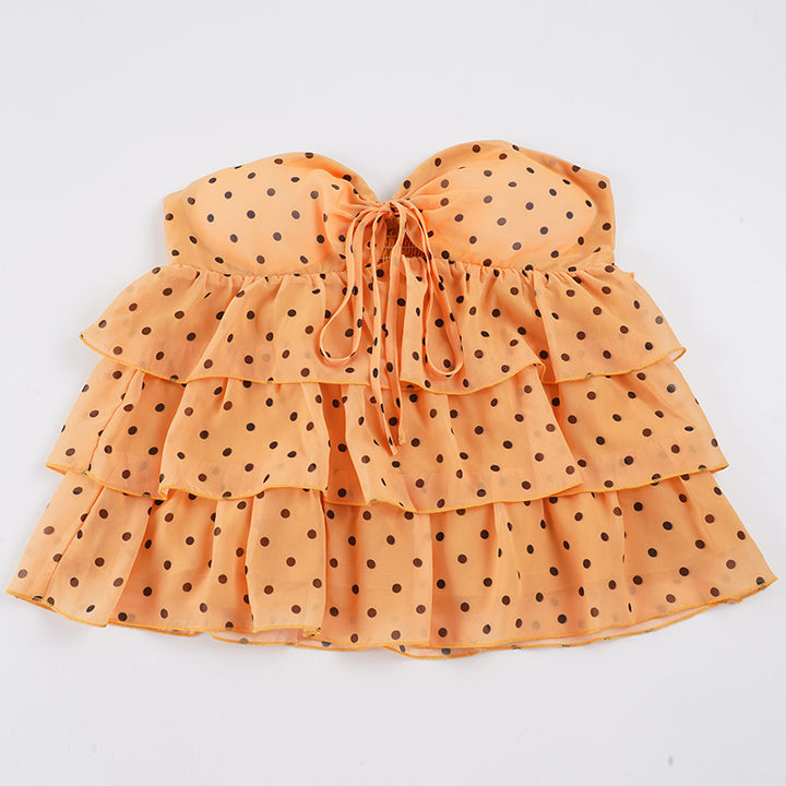 Damen freches Rüschenshirt mit Polka-Dot-Muster Echo Archiv