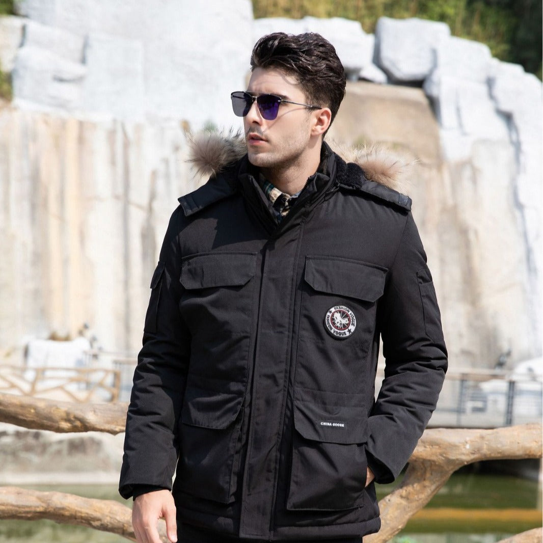 Herren isolierter Field-Parka mit abnehmbarem Kunstfellkragen und Mehrfachtaschen Echo Archiv