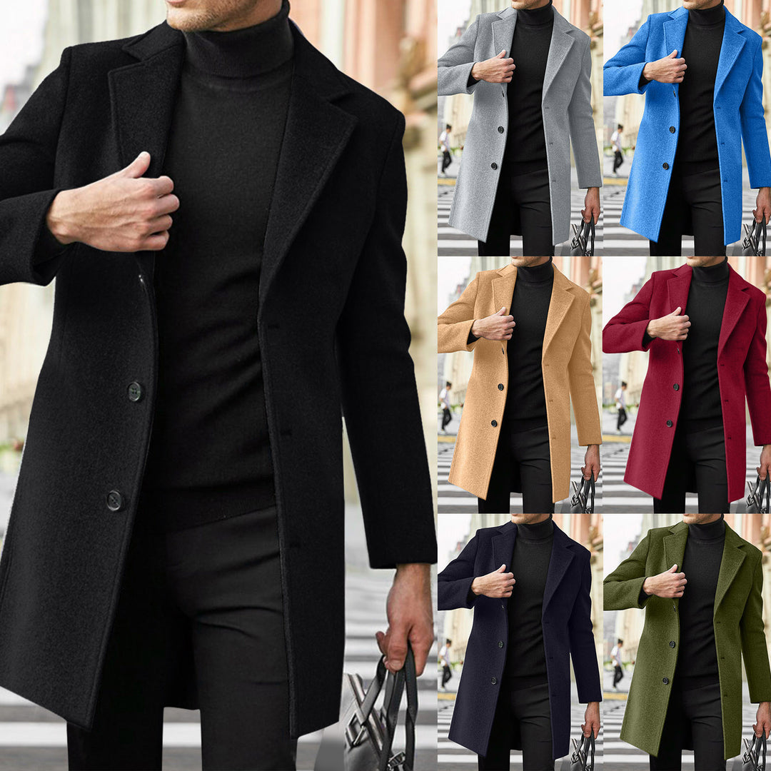 Herren nan taillierter Wollmantel mit schmaler Silhouette, klassischem Revers und verdeckter Knopfleiste Echo Archiv