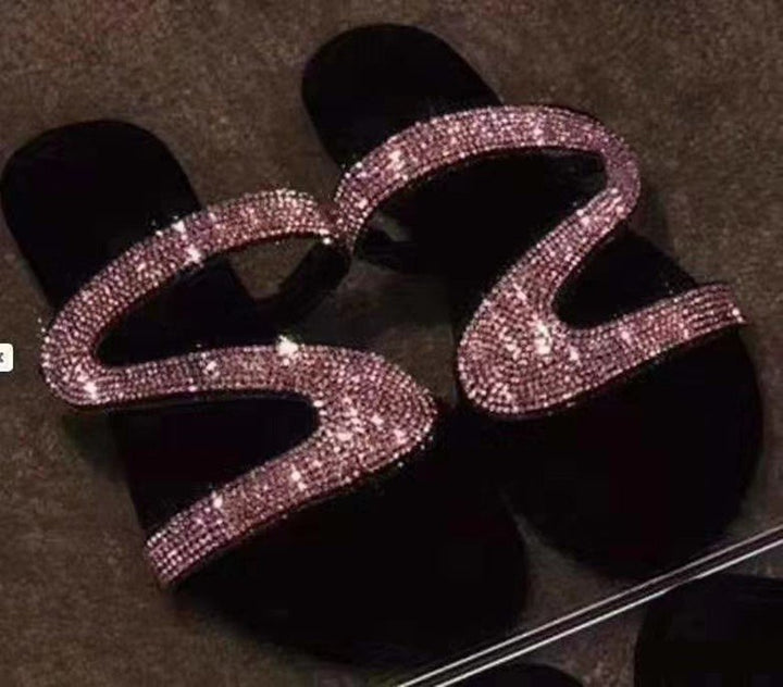 Damen Glitzer-Sandale mit geschwungenen Strass‑Riemen und gepolstertem Komfortfußbett – Sorelia