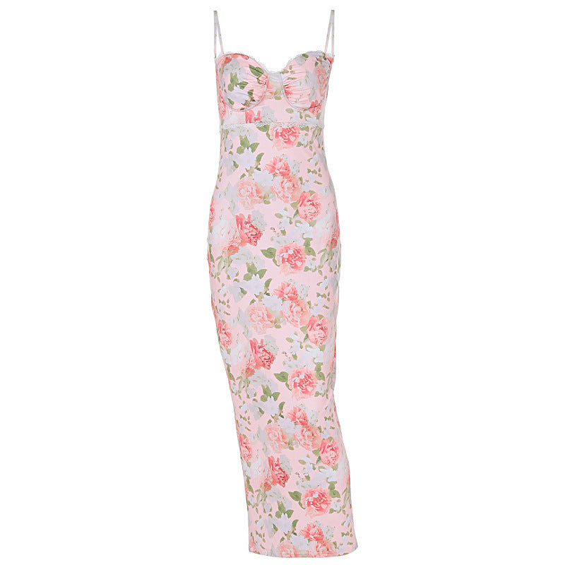 Damen Elegantes figurbetontes Maxikleid mit floralem Design Echo Archiv