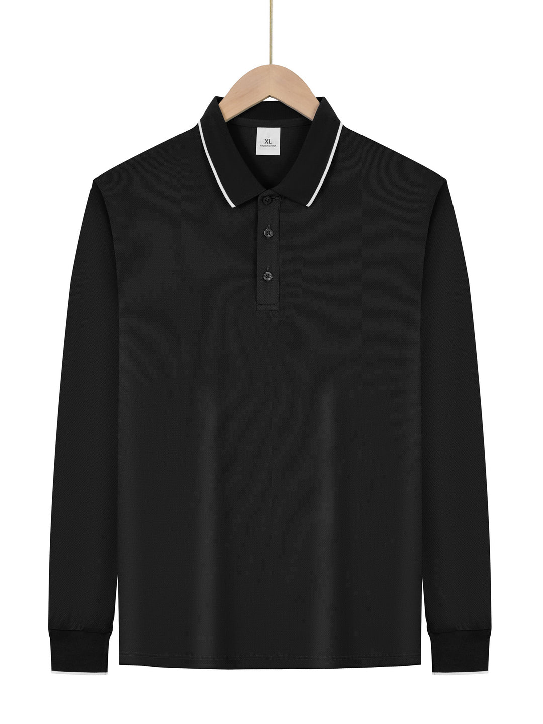 Herren nan langärmeliges Piqué-Poloshirt mit Kontrastpaspel am Kragen und Bündchen Echo Archiv