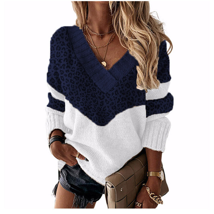 Damen nan V-Ausschnitt Strickpullover mit Chevron-Muster und Oversize-Schnitt Echo Archiv