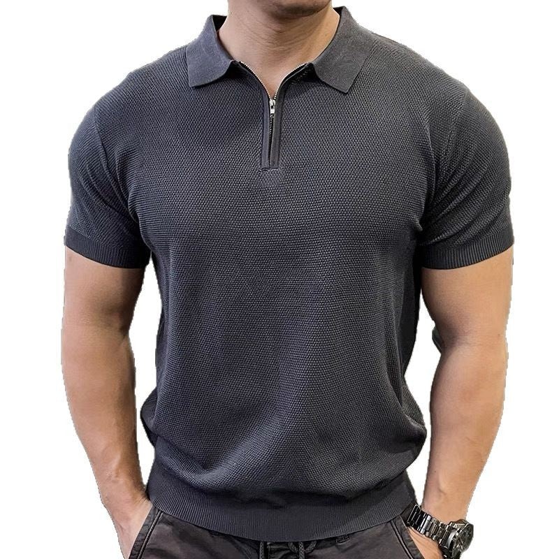 Herren Strukturierte Kurzarm Poloshirt Echoarchiv