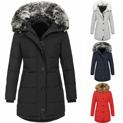 Damen Thermo-Parka mit taillierter Silhouette, Knopfleiste & abnehmbarer Kunstfellkapuze – Montévia
