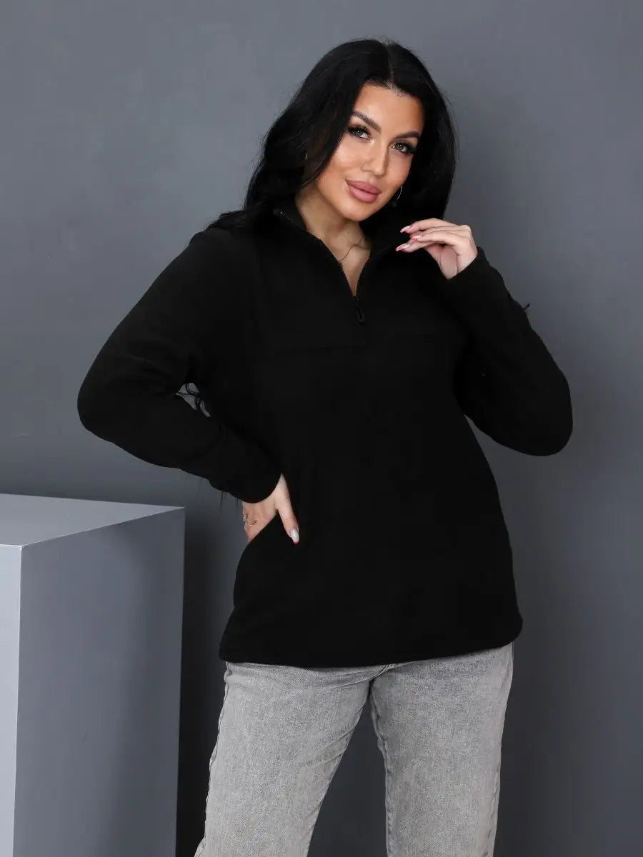 Damen Fleeceoberteil mit kurzem Halbzip und Stehkragen – Auréline