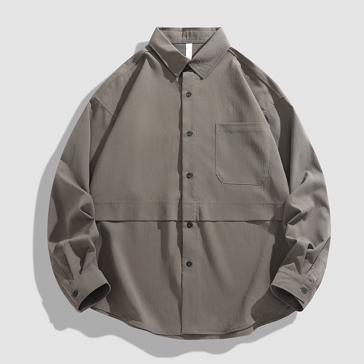 Herren lässige Langarmhemdjacke mit praktischer Brusttasche Echoarchiv