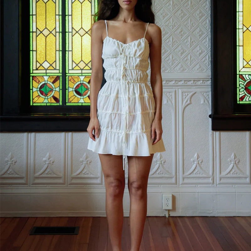 Damen Kurzkleid mit Raffung und verstellbaren Trägern Echo Archiv