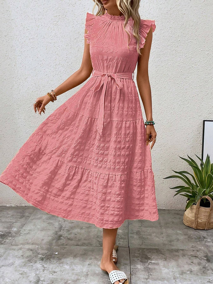 Damen Wickelkleid mit Rüschendetails und Erzählt Kleidersaum Echoarchiv