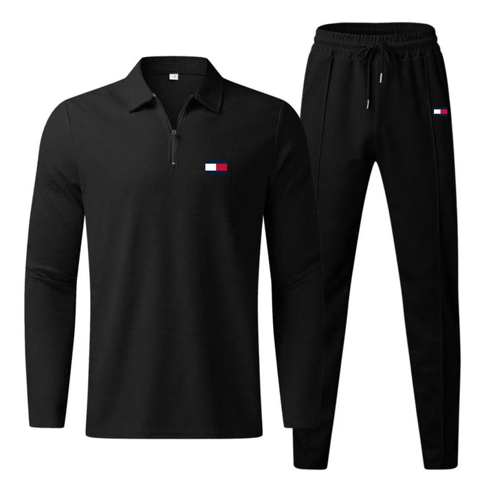 Herren sportliches Funktionsset mit modernem Kragen und elastischem Bund Echoarchiv