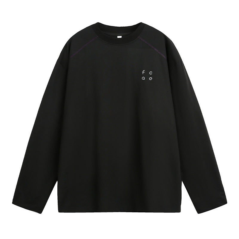 Unisex Oversize Langarmshirt aus Baumwollmix mit Raglannähten und minimalistischer Bruststickerei Echo Archiv