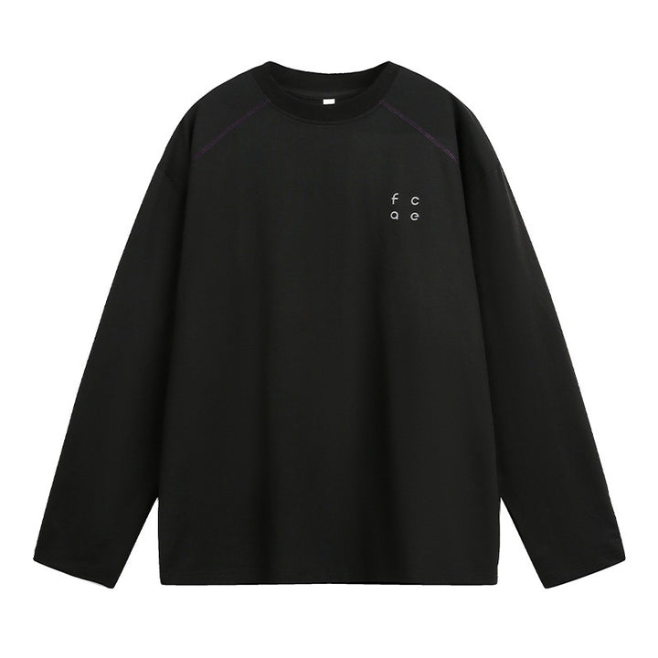 Unisex Oversize Langarmshirt aus Baumwollmix mit Raglannähten und minimalistischer Bruststickerei Echo Archiv