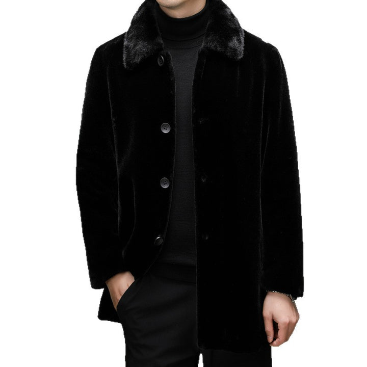 Herren modischer Oversized-Mantel mit elegantem Kunstfellkragen Echoarchiv