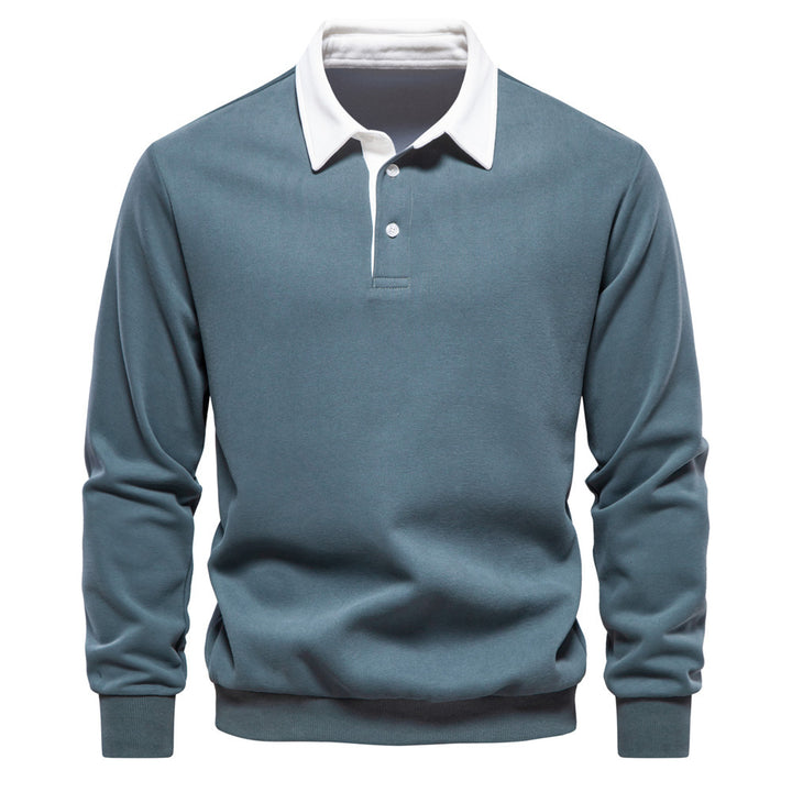 Herren nan elegantes Langarm-Poloshirt mit Kontrastkragen Echo Archiv
