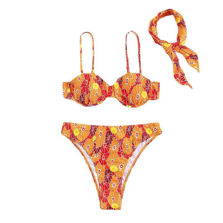 Damen Triangel-Bikini mit buntem Blumenmuster und verstellbaren Trägern Echo Archiv