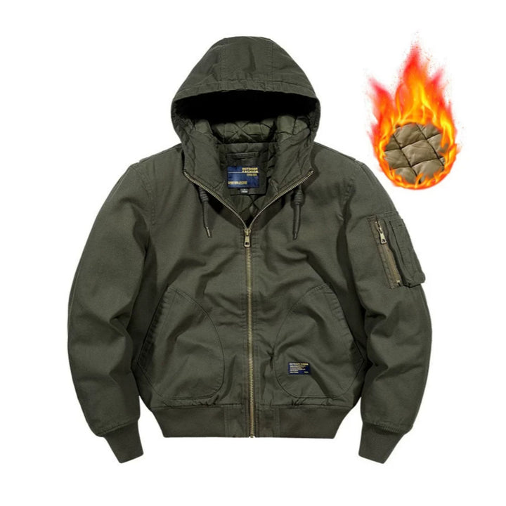 Herren Kapuzen-Bomberjacke mit gesteppter Thermo-Innenfüllung und robustem Canvas-Außenmaterial Echo Archiv
