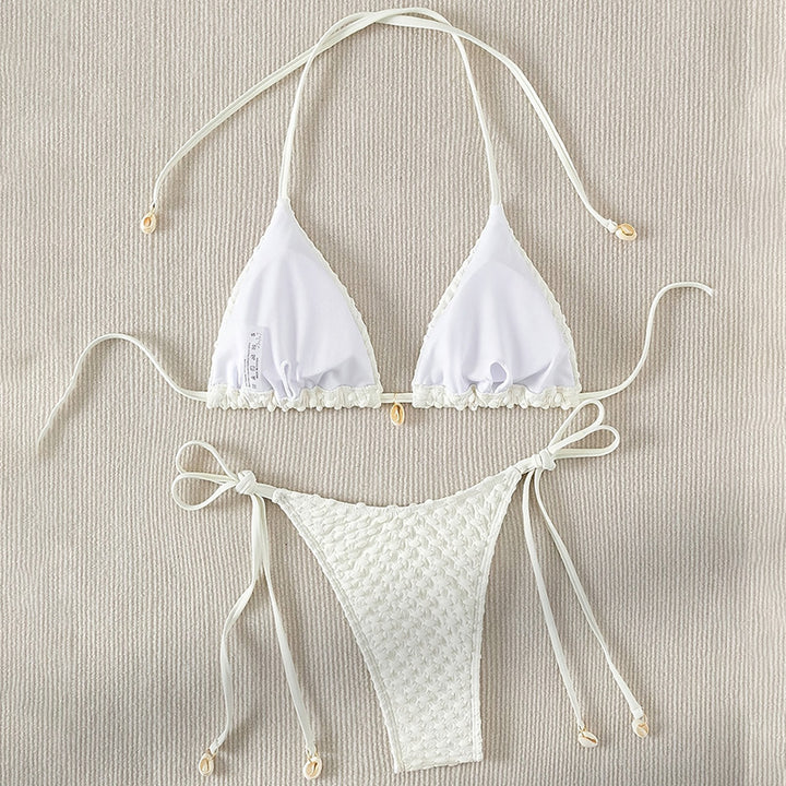 Damen Triangel-Bikini-Set mit verstellbaren Trägern und schönen Muschel-Details Echo Archiv