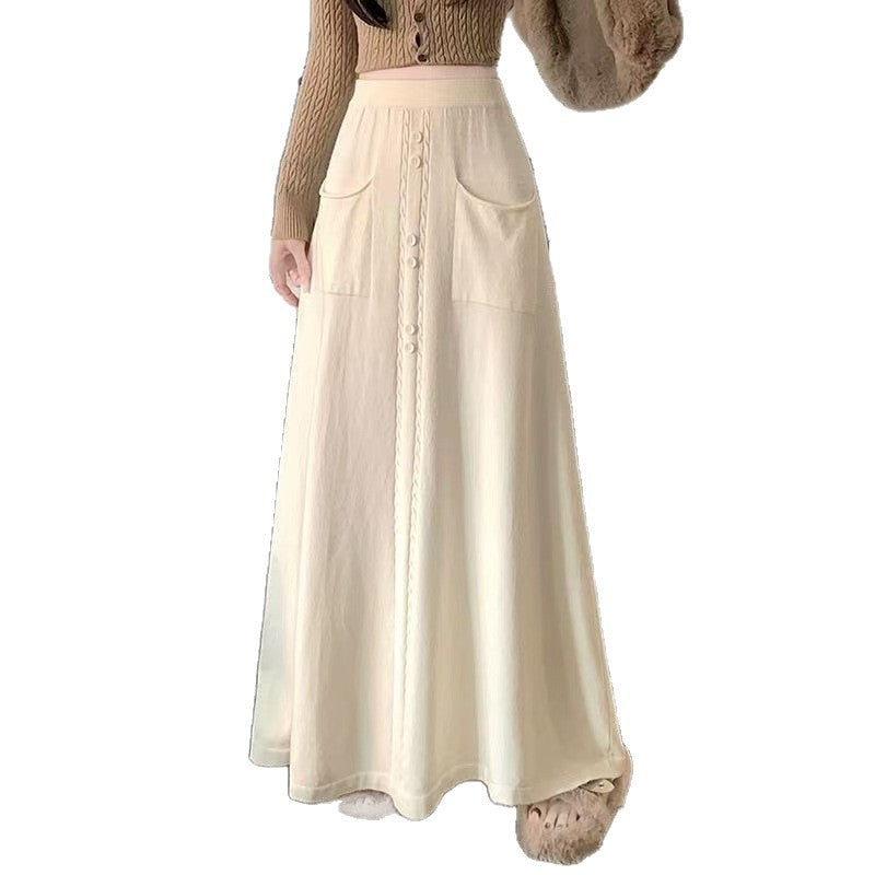 Damen Eleganter Maxirock mit knopfdetails Echo Archiv