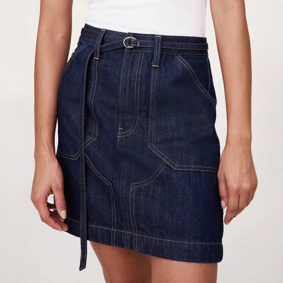 Damen nan Cropped-Denim-Zweiteiler mit kurzer Jeansjacke und tailliertem Minirock Echo Archiv