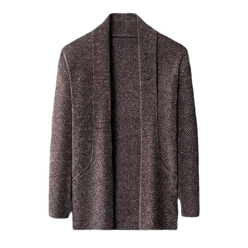 Herren kuschelige Strickjacke mit modernem Schnitt und hohen Kragen Echoarchiv