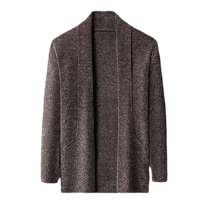 Herren kuschelige Strickjacke mit modernem Schnitt und hohen Kragen Echoarchiv