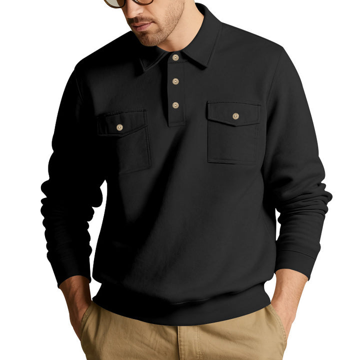Herren komfortabler Fleece-Pullover mit praktischen Brusttaschen Echoarchiv