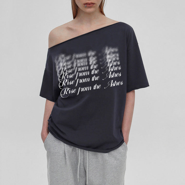 Damen Oversized T-Shirt mit Kristallverzierung und V-Ausschnitt Echo Archiv