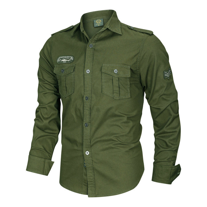 Herren nan Feldhemd aus Baumwoll-Twill mit Schulterklappen, aufgesetzten Brusttaschen und dezenter Patch-Verzierung Echo Archiv