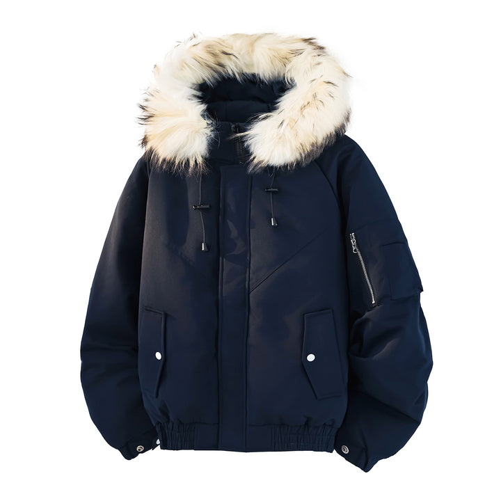 Herren Modische Winterjacke mit abnehmbarem Kunstfellkragen Echoarchiv