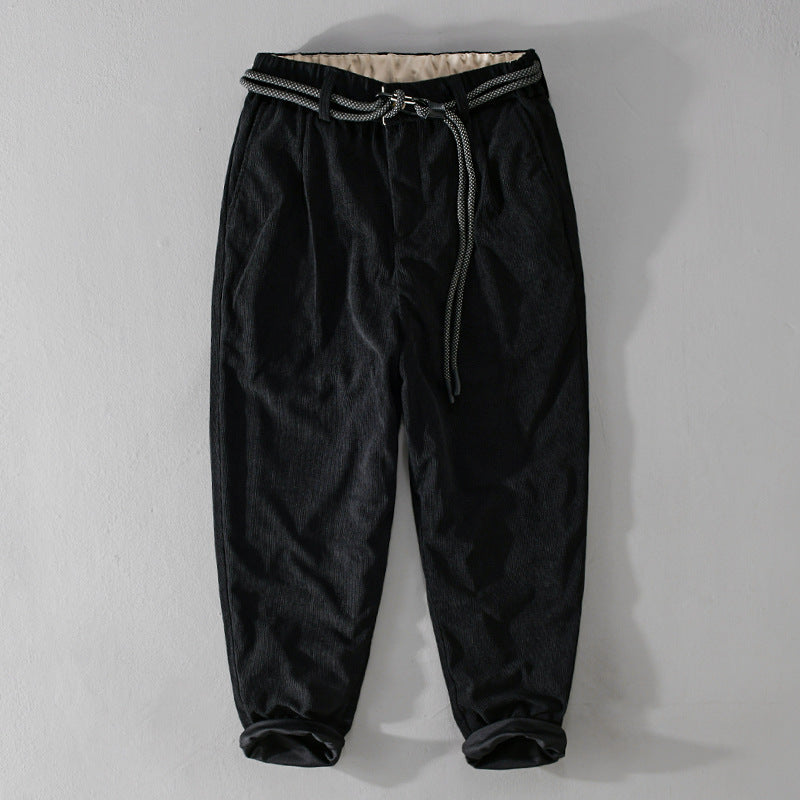 Herren Feinecord-Tapered-Hose mit elastischem Bund, Kordelzug und gekrempeltem Saum Echoarchiv