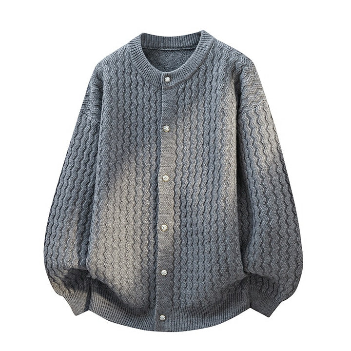 Damen Oversize-Strickjacke mit feiner Strukturstruktur & Perlenknopfleiste Echoarchiv
