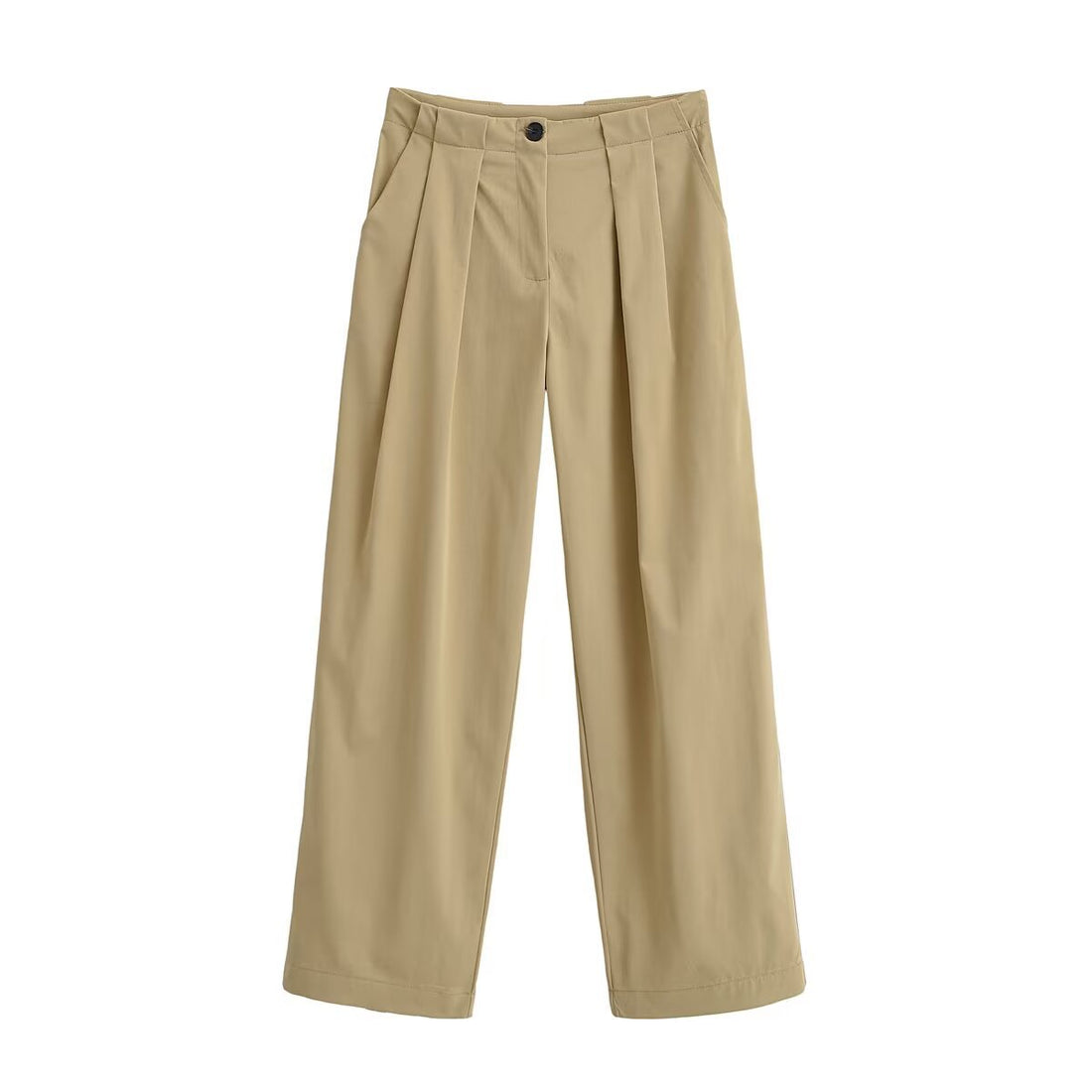 Damen Weite Bundfaltenhose mit hoher Taille und geradem Bein Echoarchiv