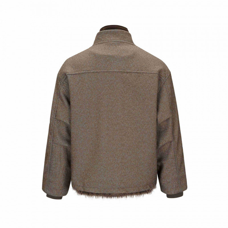 Damen Kurze Boxy-Jacke mit Teddyfutter, Stehkragen und Pattentaschen Echo Archiv