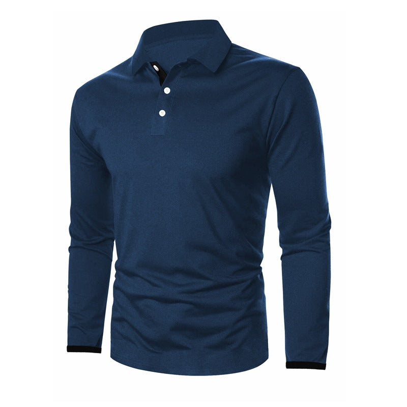 Herren Langarm-Polohemd mit kontrastierenden Knopfdetails Echoarchiv