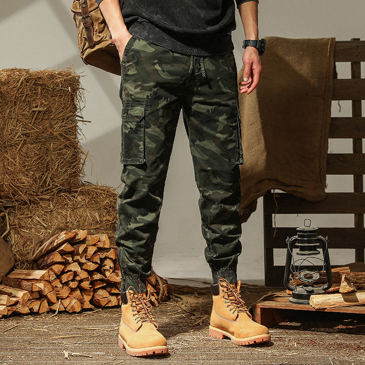 Herren Cargohamasche im Camouflage-Utility-Stil mit elastischem Saum und Mehrfachtaschen – Bravaro